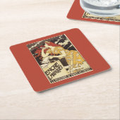 L. Marquet Inkの赤毛の女性及びハープ スクエアペーパーコースター (アングル)