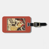 L. Marquet Inkの赤毛の女性及びハープ ラゲッジタグ (正面横)