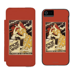 L. Marquet Inkの赤毛の女性及びハープ iPhone SE/5/5sウォレットケース