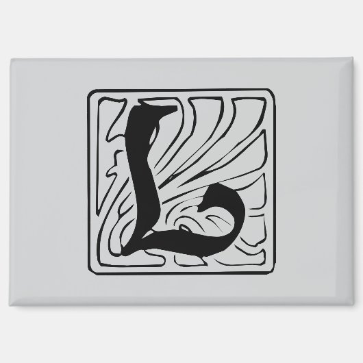 L Monogramm schwarz マグネット (正面)