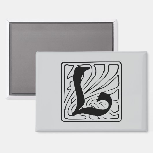L Monogramm schwarz マグネット (正面/裏面)