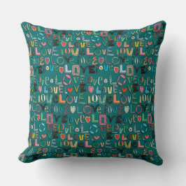l o v eラブティール（緑がかった色） クッション