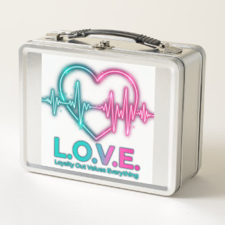L.O.V.E. ネオンサウンドウェーブ ハートビート ハート ロイヤルティ Ou メタルランチボックス