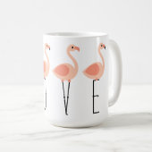 L-O-V-E Flamingos – ピンクのフラミンゴLOVEコーヒーマグ コーヒーマグカップ (正面右)