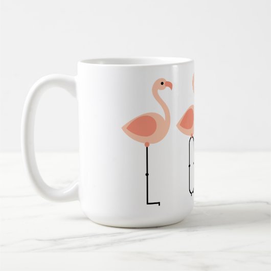 L-O-V-E Flamingos – ピンクのフラミンゴLOVEコーヒーマグ コーヒーマグカップ (左)