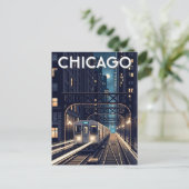 L Train Chicago Illinois Travel ポストカード (スタンド正面)