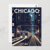 L Train Chicago Illinois Travel ポストカード (正面/裏面)
