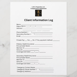 L.W.H.プロパティー、LLC。クライアント情報ログ チラシ