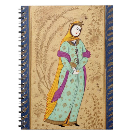 Laからのワインの容器そしてナシを、握っている女の子 ノートブック (正面)