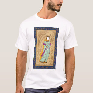 Laからのワインの容器そしてナシを、握っている女の子 Tシャツ