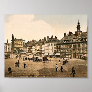 Laのグランデ場所、リール、フランスのヴィンテージPhotochrom ポスター