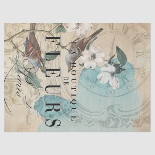 Laのブティックの鳥のDecoupageシート 薄葉紙 (正面)