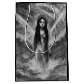 Laのルナの暗い天使のゴシックの黒く及び白いファンタジーの芸術 ミディアムペーパーバッグ (正面)