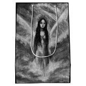 Laのルナの暗い天使のゴシックの黒く及び白いファンタジーの芸術 ミディアムペーパーバッグ (裏面)