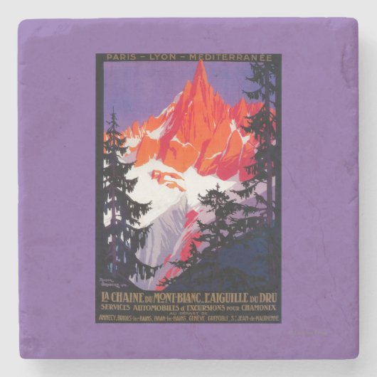LaのChaine DeモンブランのヴィンテージPosterEurope ストーンコースター (正面)