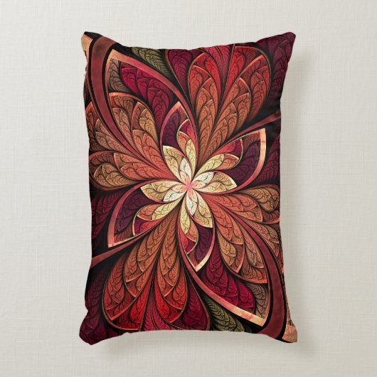 LaのChanteuseの弁柄の赤の抽象芸術パターン アクセントクッション (正面(垂直))