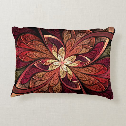 LaのChanteuseの弁柄の赤の抽象芸術パターン アクセントクッション (裏面)