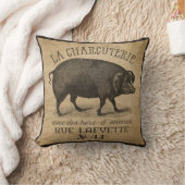 LAのCHARCUTERIEのブタのヴィンテージのバーラップのフランス語 クッション (ブランケット)