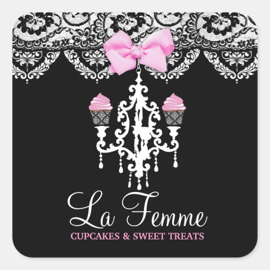 LaのFemmeの311のケーキの黒 スクエアシール (正面)