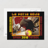 LaのFuria Rojaのスペイン人のBullのサッカーFutbol ポストカード (正面/裏面)