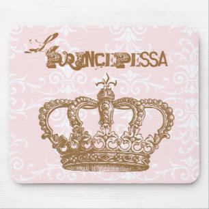 LaのPrincepessaピンクおよびチョコレート王冠のマウスパッド マウスパッド