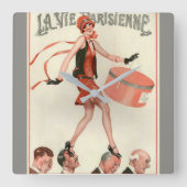 LaはParisienneのアールデコの柱時計を竸います スクエア壁時計 (正面)