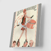 LaはParisienneのアールデコの柱時計を竸います スクエア壁時計 (傾斜)