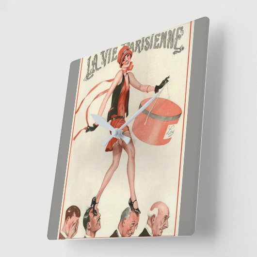 LaはParisienneのアールデコの柱時計を竸います スクエア壁時計 (傾斜)