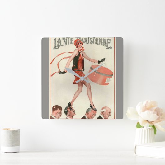 LaはParisienneのアールデコの柱時計を竸います スクエア壁時計 (ホーム)