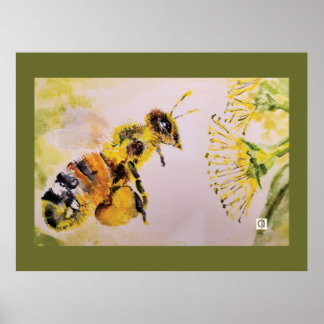 la abeja y la flor ポスター