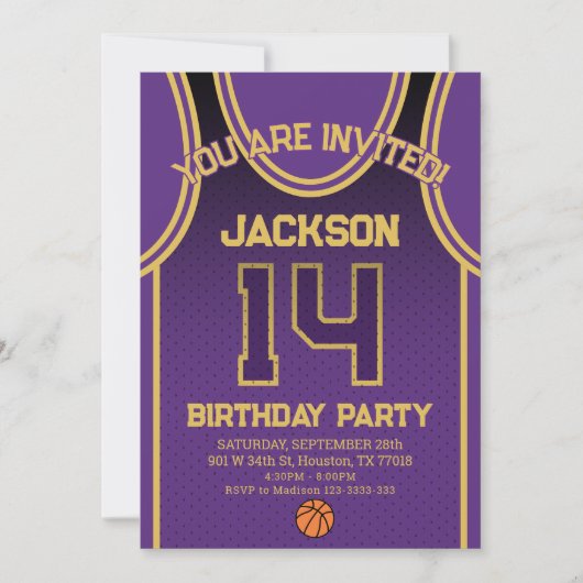 LA Basketball Team Birthday Invitation 招待状 (正面)