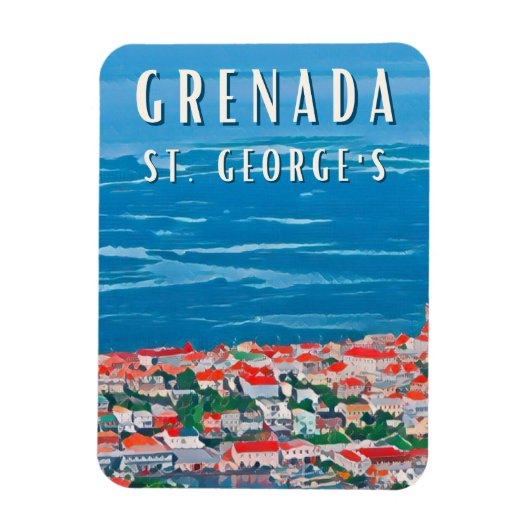 La beauté tropicale de Grenade à Saint George's マグネット (縦)