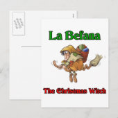 La Befanaクリスマスの魔法使い。 シーズンポストカード (正面/裏面)