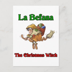 La Befanaクリスマスの魔法使い。 シーズンポストカード