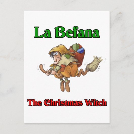 La Befanaクリスマスの魔法使い。 シーズンポストカード (正面)
