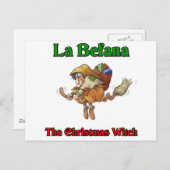 La Befanaクリスマスの魔法使い。 シーズンポストカード (正面/裏面)