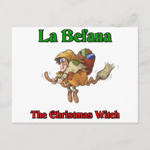 La Befanaクリスマスの魔法使い。 シーズンポストカード