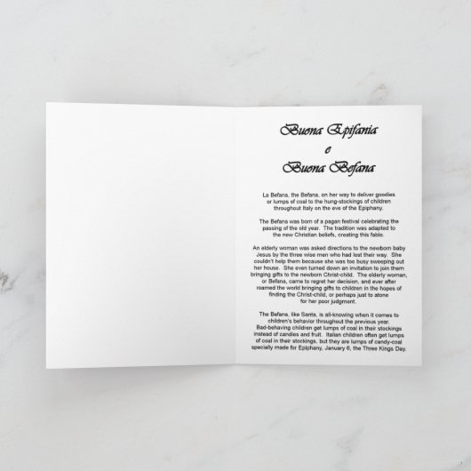 La Befana - Buona Epifania/説明 カード (内部)