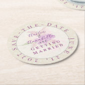 La Boca Golden Sheer Bow Bouquet Save-the-Date  ラウンドペーパーコースター (アングル)