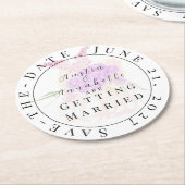La Boca Rosa blush bow Save-the-Date coaster ラウンドペーパーコースター (アングル)