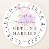 La Boca Rosa blush bow Save-the-Date coaster ラウンドペーパーコースター (正面)
