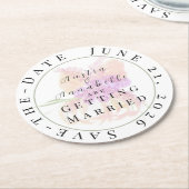 La Boca Rosa blush bow Save-the-Date coaster ラウンドペーパーコースター (アングル)