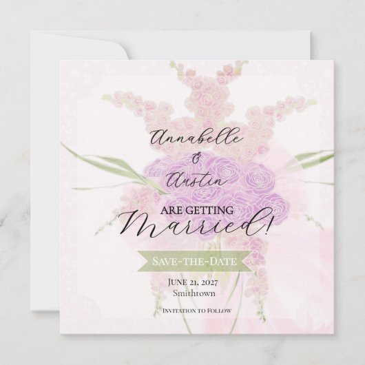 La Boca Vendretti Pink sheer bow Bouquet   セーブザデート (正面)