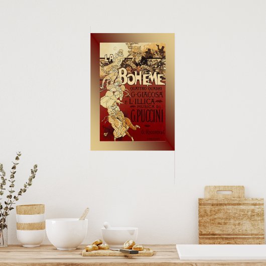 La Boheme ~ Puccini Opera 1896 Poster w/Background ポスター (キッチン)
