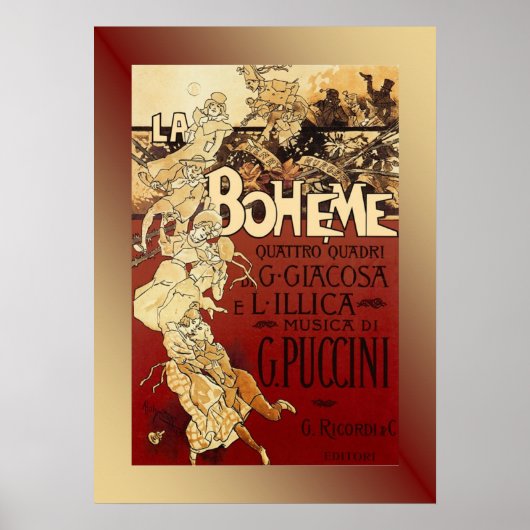 La Boheme ~ Puccini Opera 1896 Poster w/Background ポスター (正面)
