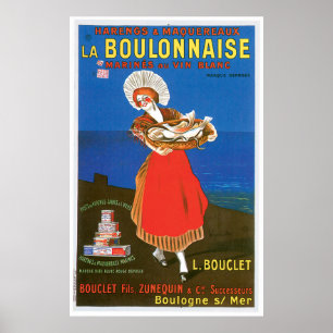 La Boulonnaise Canned Fish Vintage Food Ad Art ポスター