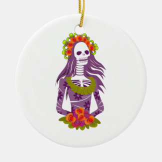 La Calavera Catrinaか軽快な骨組「エレガントなスカル セラミックオーナメント
