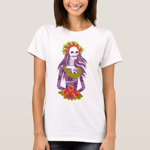 La Calavera Catrinaか軽快な骨組「エレガントなスカル Tシャツ