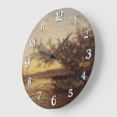 La Camargg, Coucher De Soleil - Fellix Ziem ラージ壁時計 (傾斜)