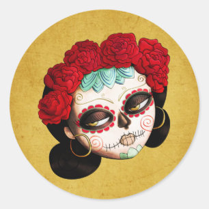 La Catrina - Dia de Los Muertos Girl ラウンドシール